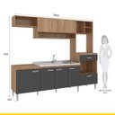Ver imagem 4 de Cozinha Inova 240x192 Cm Balcão Pia Cooktop Armário Nicho Forno MDP Carvalho Grafite - ClickLar