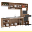 Ver imagem 3 de Cozinha Inova 240x192 Cm Balcão Pia Cooktop Armário Nicho Forno MDP Carvalho Grafite - ClickLar