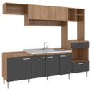 Ver imagem 2 de Cozinha Inova 240x192 Cm Balcão Pia Cooktop Armário Nicho Forno MDP Carvalho Grafite - ClickLar