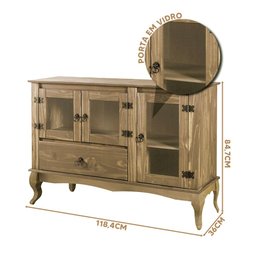 Cristaleira Balcão E 2 Torres Madeira Rústica Mel Shop JM - 4