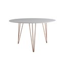 Ver imagem 5 de Mesa Jantar Redonda 110Cm Branca Clips 3 Pés Com 4 Cadeiras Pretas Base Cobre - Cor: Branco