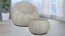 Ver imagem 1 de Kit Poltrona Giratória Concha C/ Puff Veludo Marfim - Londrilar