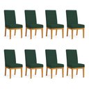 Ver imagem 1 de Kit 8 Cadeiras de Jantar Solana Suede Verde Base de Madeira - Pallazio