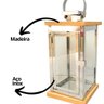 Lanterna Decorativa Madeira e Inox Prime 21cm X 12cm - 3