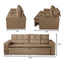 Ver imagem 3 de Sofá Retrátil e Reclinável 3 Lugares com Molas 1,80m Vanessa Suede Cappuccino Kaleo Decor