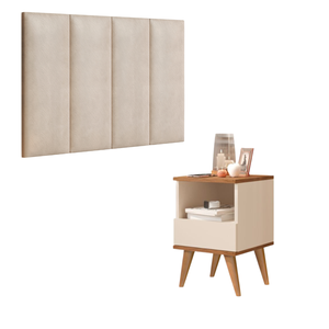 Kit Quarto Mesa de Cabeceira Pix Cabeceira de Cama Solteiro:off White