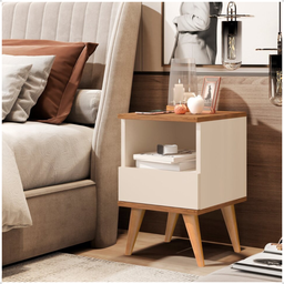 Kit Quarto Mesa de Cabeceira Pix Cabeceira de Cama Solteiro:off White - 2
