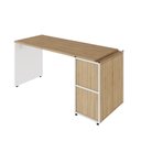 Ver imagem 3 de Mesa Escrivaninha 1,5m C/ Balcão e Armário Aéreo 2 Portas F5 Cor:macadâmia com Branco