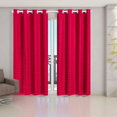 Cortina Daily Varão 2m Blackout PVC com Voil Xadrez 2,80MX2,30m Sala Quarto Pink
