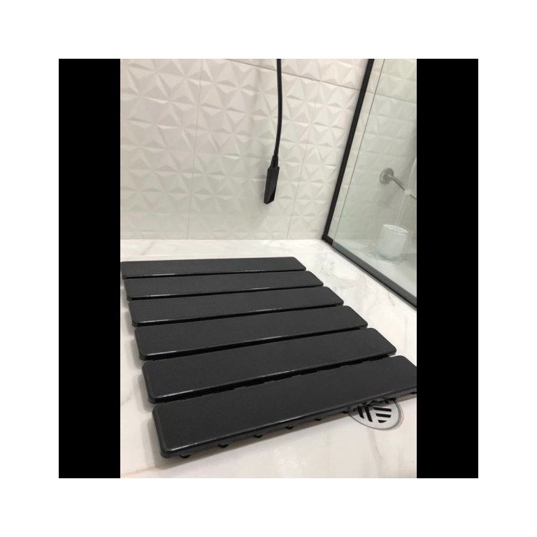 Tapete Estrato Antiderrapante para Banheiro Box Cor: Preta