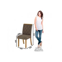 Conjunto: Mesa Sala Jantar Sala Henn Epic Tampo MDF c/ Vidro 160cm + 6 Cadeiras Vita Nature/Veludo - 2