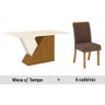 Conjunto: Mesa Sala Jantar Sala Henn Epic Tampo MDF c/ Vidro 160cm + 6 Cadeiras Vita Nature/Veludo - 1