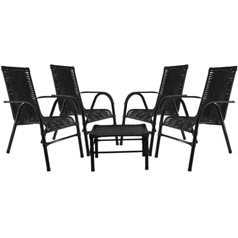 Conjunto 4 Cadeiras E Mesa de centro de Fibra Sintética para Área Edícula,lazer e festa.