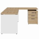 Ver imagem 3 de Escrivaninha L 150cm X 150cm Gaveteiro 3 Gav. Pé Painel F5 Cor:macadâmia com Branco