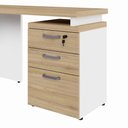 Ver imagem 5 de Escrivaninha L 150cm X 150cm Gaveteiro 3 Gav. Pé Painel F5 Cor:macadâmia com Branco