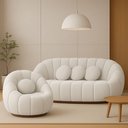 Ver imagem 1 de Sofá 2 Lugares com Poltrona Orgânica Fixa Cloud Bouclê Bege E03 - D'Rossi