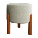 Ver imagem 2 de Kit Banquinho Decorativo Multiuso Banqueta Redondo Puff Pés em Madeira Bege
