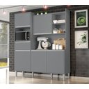 Ver imagem 1 de Cozinha Compacta Kit Isabel 5 Portas 1 Gaveta e Nicho P/ Microonda - Cinza Ajl