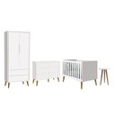 Ver imagem 1 de Dormitório Completo Infantil Theo 2 Portas, Cômoda 6 Gavetas, Berço e Mesa de Canto Branco Fosco com