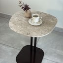 Ver imagem 3 de Mesa de Apoio Atria Base Dupla Tampo Mármore Travertino Orgânico 51cm Marrom