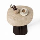Ver imagem 2 de Mesa de Apoio Atria Base Dupla Tampo Mármore Travertino Orgânico 51cm Marrom