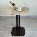 Ver imagem 4 de Mesa de Apoio Atria Base Dupla Tampo Mármore Travertino Orgânico 51cm Marrom