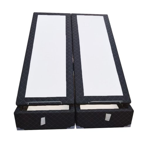 Base Box Baú Casal Blindado Bipartido NK Camas Poliéster Preto 49x138x188