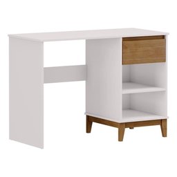 Escrivaninha 1 Gaveta Prata Off White / Freijó - Fn - 1