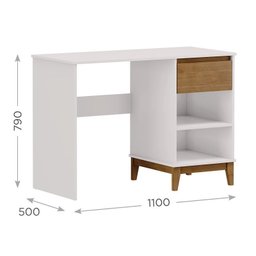 Escrivaninha 1 Gaveta Prata Off White / Freijó - Fn - 3