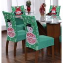 Ver imagem 1 de Kit 4 Capas de Cadeira Natal Jantar Estofada Decoração Fim de Ano Malha Helanca:natal Verde Boneco D