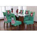 Ver imagem 2 de Kit 4 Capas de Cadeira Natal Jantar Estofada Decoração Fim de Ano Malha Helanca:natal Verde Boneco D