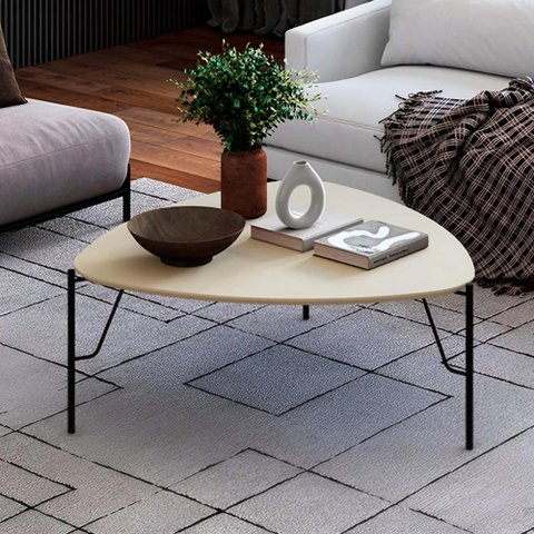 Mesa de Centro para Sala 31cm com Pés em Metal 100% Mdf Cor:luna com Preto