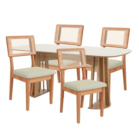 Conjunto de Jantar Mesa 4 Cadeiras Mdf