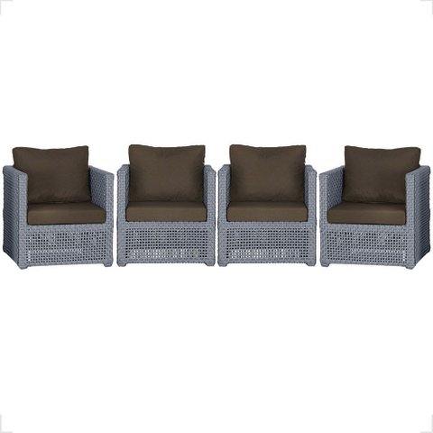 4 Poltronas Madri Alumínio Corda Náutica Estofado 9 Trama Original