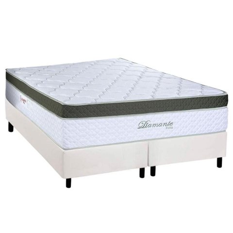 Cama Box Queen: Colchão Molas Masterpocket Ensacadas Paropas Diamante Extra White + Base Crc Corano