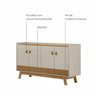 Buffet Aparador Aleppo 4  Portas Pés de Madeira Babus - Freijó / Off White - 4