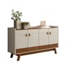 Buffet Aparador Aleppo 4  Portas Pés de Madeira Babus - Freijó / Off White - 7