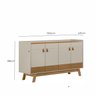 Buffet Aparador Aleppo 4  Portas Pés de Madeira Babus - Freijó / Off White - 3