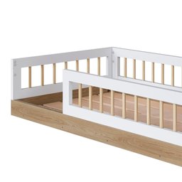 Cama Montessoriana Infantil Solteiro Com Grade De Proteção 84 x 195 cm Com Colchão Aveiro Oak - 3