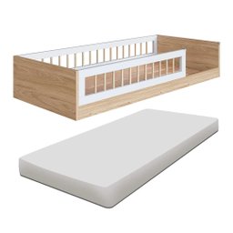 Cama Montessoriana Infantil Solteiro com Grade de Proteção 84 X 195 Cm com Colchão Aveiro Oak - 1