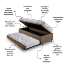Ver imagem 5 de Bicama Box Baú Solteiro Linho Marrom 88x188 com Colchão Hanover Molas Ensacadas Inducol