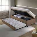 Ver imagem 3 de Bicama Box Baú Solteiro Linho Marrom 88x188 com Colchão Hanover Molas Ensacadas Inducol