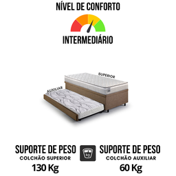 Bicama Box Baú Solteiro Linho Marrom 88x188 com Colchão Hanover Molas Ensacadas Inducol - 7