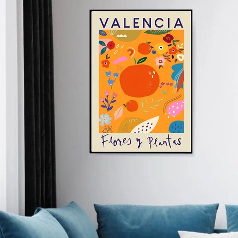 Quadro Decorativo Poster Flores e Plantas – Valencia-70x50cm:moldura Branca