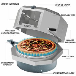 Assador de Pizza Saro Fc40 Compacto Italiano a Gás Glp Diâmetro 40cm - 5