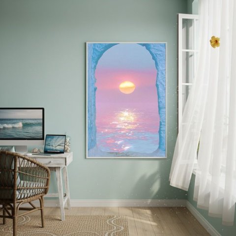 Quadro Decorativo Oceano Astral-70x50cm:moldura Branca