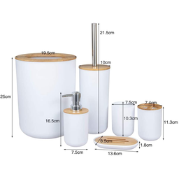 Kit Banheiro Lixeira Porta Sabonete Escova Saboneteira 6 Pçs:Branco - 4