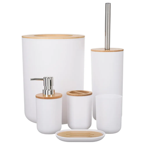 Kit Banheiro Lixeira Porta Sabonete Escova Saboneteira 6 Pçs:Branco