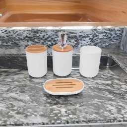 Kit Banheiro Lixeira Porta Sabonete Escova Saboneteira 6 Pçs:Branco - 5