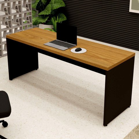 Mesa Escrivaninha Escritório 180x 60cm Pés Painel 100% MDF Corporate